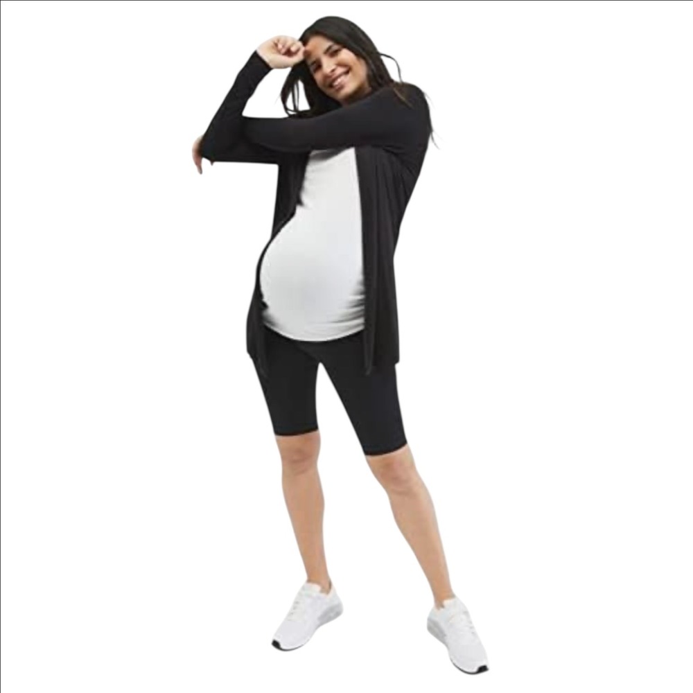 Motherhood Maternity Women Black Open Front Long Sleeve Cardigan S Sweater #67 - Picture 2 of 7